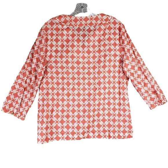 Talbots Shirt Popover Orange Women’s Size Medium M Resort Wear Popover - Picture 3 of 8